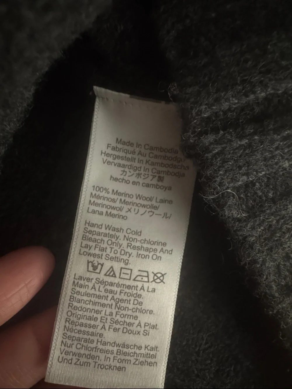 J. Crew Charcoal Wide Sleeve Pointelle Merino Wool Crewneck Sweater, Medium